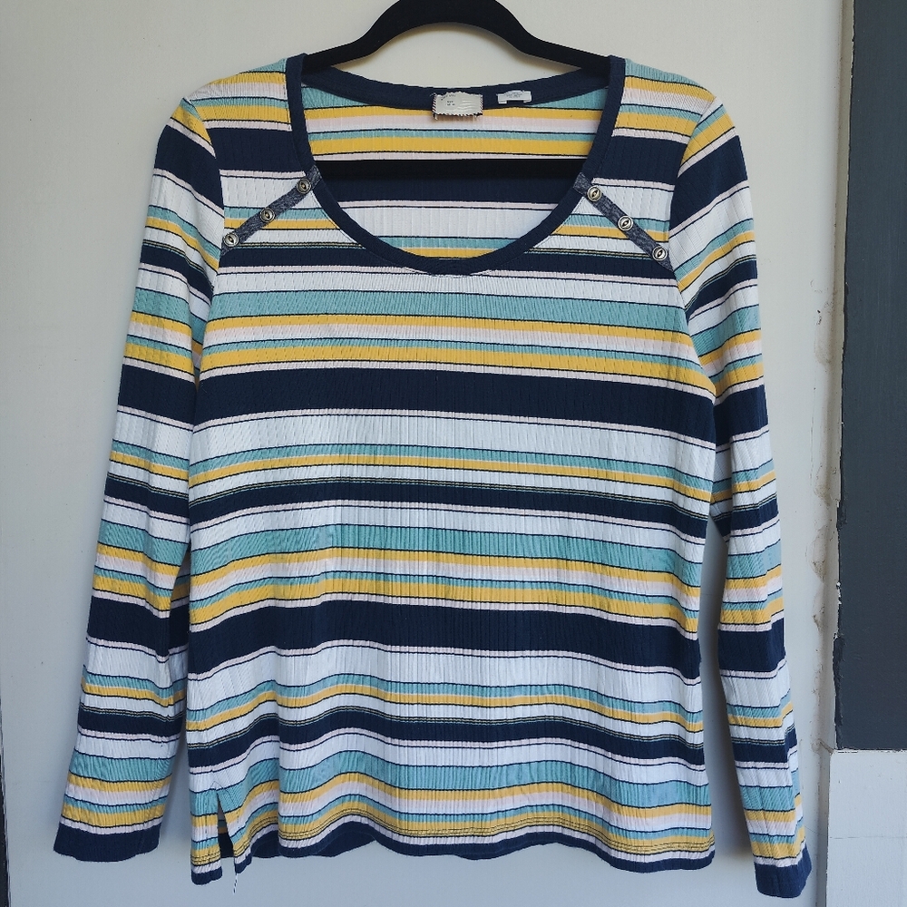 Anthropologie Postage Stamp Striped Knit Top L